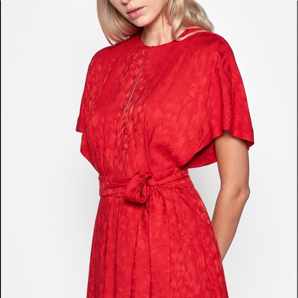 Equipment Red Tie-Waist Midi Dress